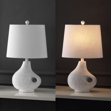 Charlotte 24" Minimalist Designer Iron/Resin Oval Shade LED Table Lamp - JONATHAN Y